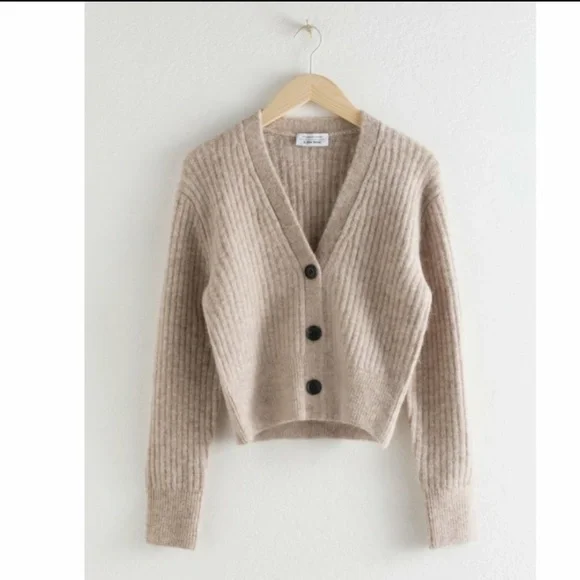 SOLD & Other Stories alpaca wool blend cardigan in oatmeal (S) - Picture 2 of 7